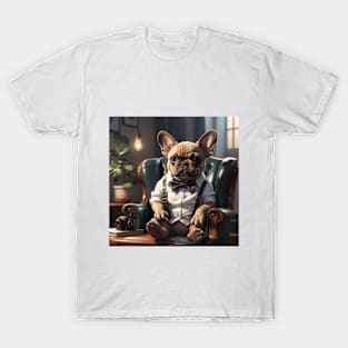 French Bulldog on a vintage armchair. T-Shirt